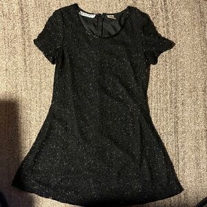 Elegant Black Mini Dress with Black Beaded Design